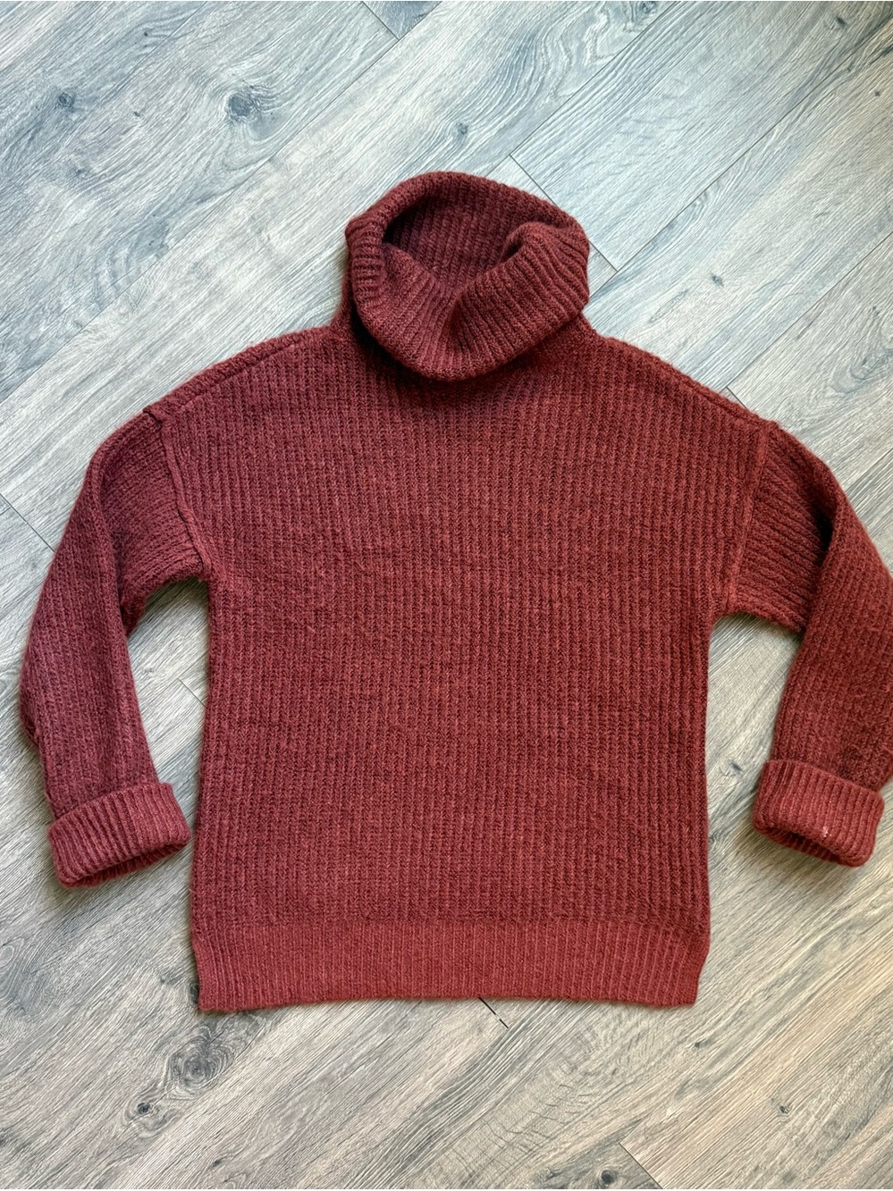 Men's Turtleneck Sweater - Rust Red